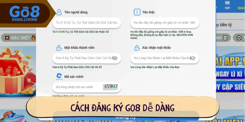 Cách đăng ký Go8 dễ dàng
