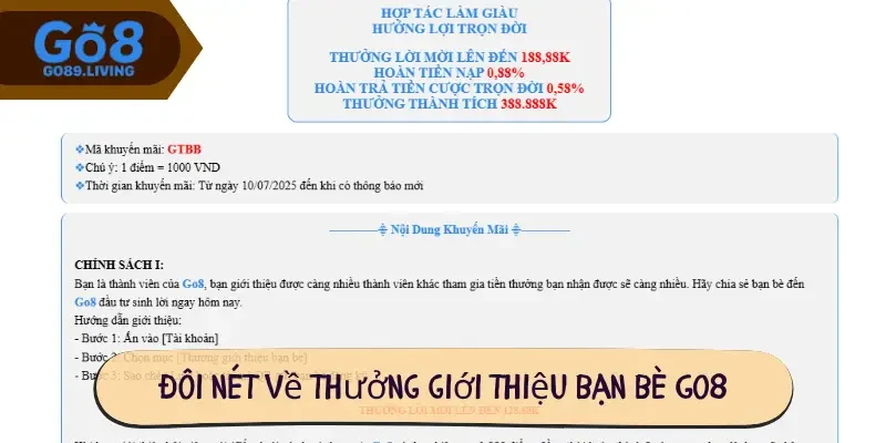Đôi  nét về thưởng giới thiệu bạn bè Go8